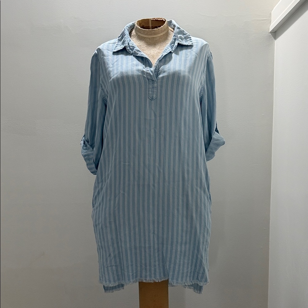 Blue Striped Shirt Dress